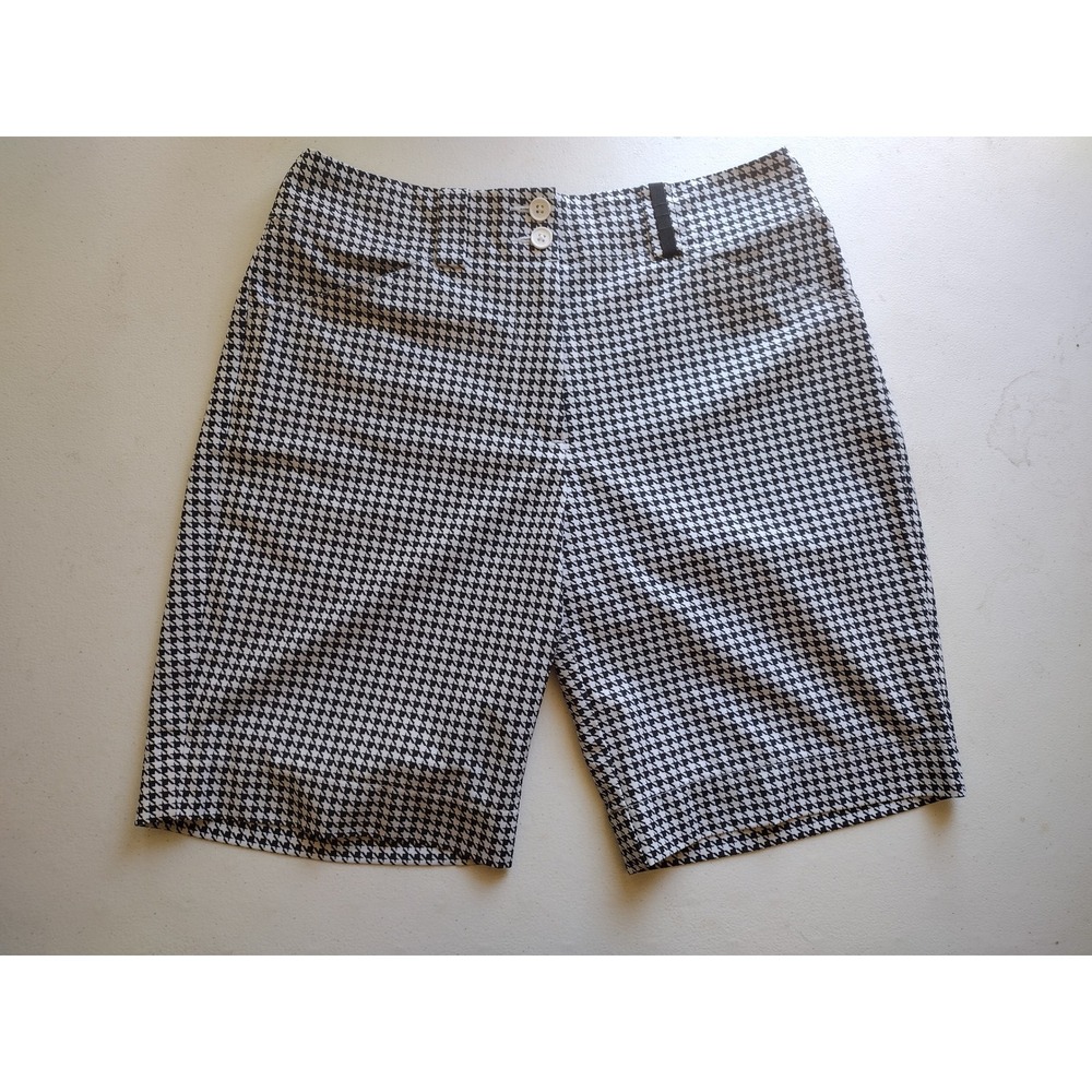 Nike Golf Womens Houndstooth Shorts Black White Nike Fit Dry Size 2 Athletic